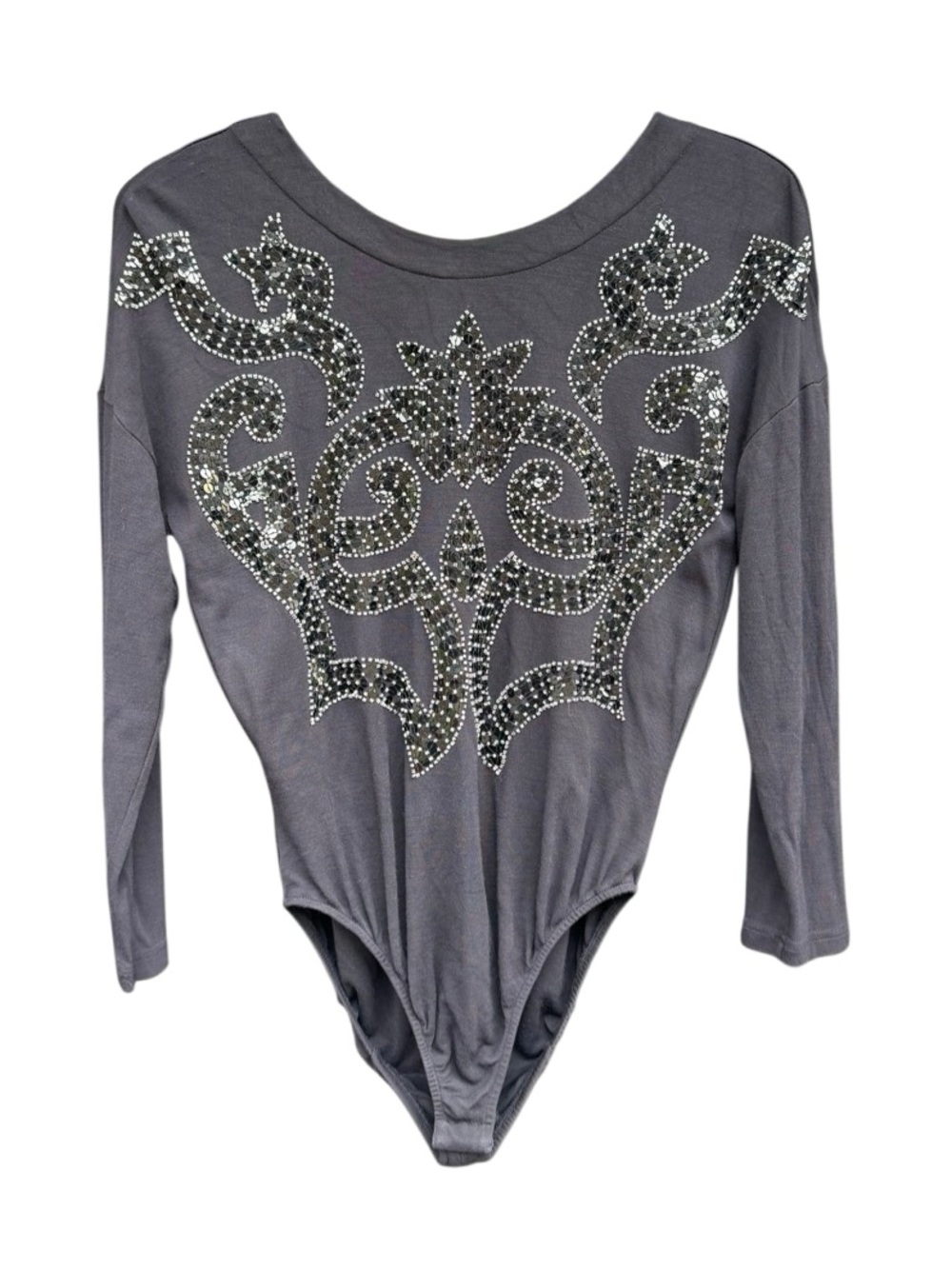 Vintage Escada Women's Silk Blend Black Bodysuit with Sequin Details Size 38